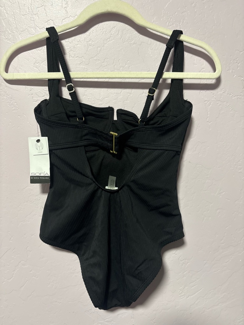 sofia by sofia vergara Black Ribbed Cheeky One-Piece - Picture 3 of 5